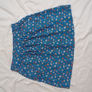 NWT LOFT Floral Linen Skirt w/Pockets, Color Blue/Orange Size S